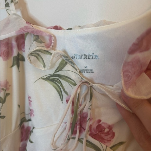 Wild Fable Pink and Green Floral Mini Dress Spaghetti Strap NWOT Size Medium - Picture 2 of 6